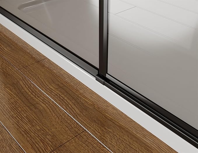 Pivot Swing Shower Door, Adjustable Width 58.9-60" W x 74" H Semi-Frameless Shower Glass Door with 5/16 in (8mm) Clear SGCC Tempered Glass with Nano Easy-Clean Coating (Matte Black)