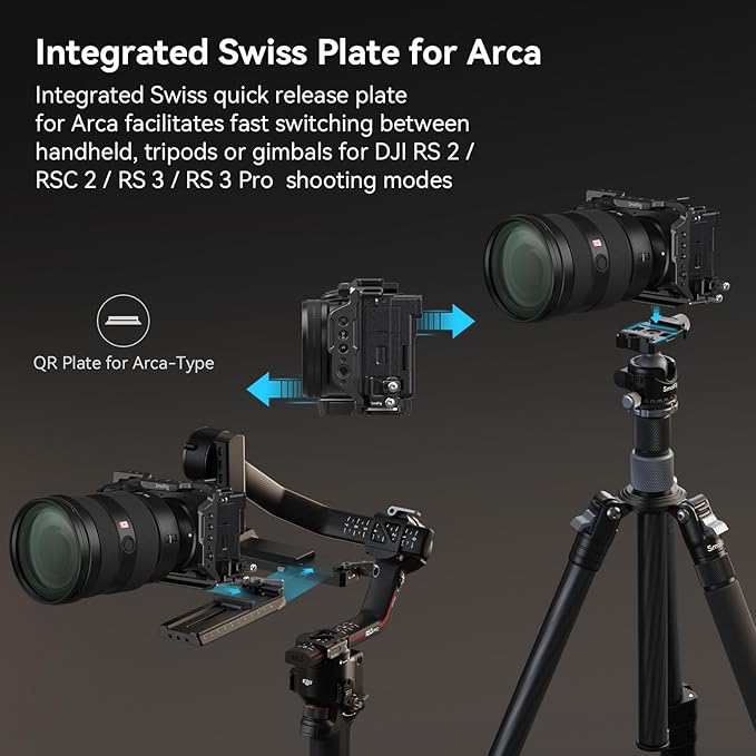 SmallRig Cage Kit for Sony A6700 with a Cable Clamp for HDMI, Built-in Quick Release Plate for Arca-Type, Film Movie Making Camera Video Cage with Shoe Mount, 1/4''-20 & 3/8''-16 Threaded Holes - 4336