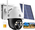 AKINGUAR No WiFi Security Camera with 4G LTE SIM Card, Wireless Outdoor Cellular Security Camera, 2K Color Night Vision, Solar Powered, 360° Live View, PIR Motion Sensor, Pecfect for Farm & RV
