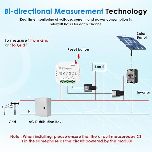 Smart Home Energy Monitor 2×120A, Dual-Channel Real-Time Electricity Usage Monitoring for Household Power, WiFi Energy Meter with App Control, Compatible with Tuya/Smart Life
