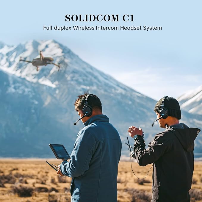 Hollyland Solidcom C1 Wireless Headset Intercom System 6-Person Full Duplex 1000ft Team Communication Group Talk Single-Ear Headset with 1 Master & 5 Remote Headsets