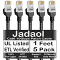 Jadaol Cat6 Ethernet Patch Cables 1ft 5-Pack, 10Gbps 24AWG Pure Copper RJ45 by Jadaol