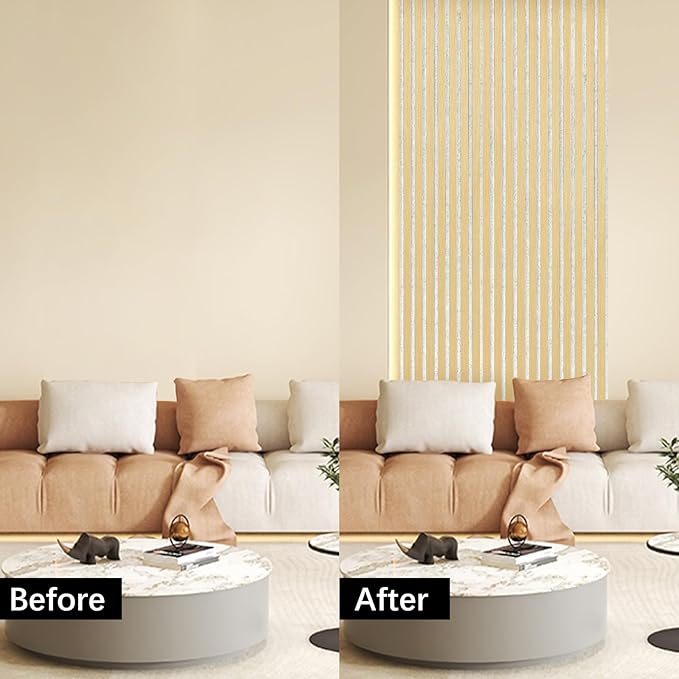 ARMURO Wall Panels for Interior Wall Decor, 2-Pack Slat Wall Paneling, Oak Wood Veneer Acoustic Wall Panels - Wall Slats 12.6" W x 94.5