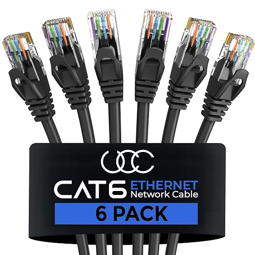Ultra Clarity Cables Cat6 Ethernet Cable 6 Feet 6 Pack, High-Speed 10Gbps 500Mhz by UltraClarityCables