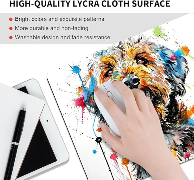 A Dog with Messy Drawings Square Mouse pad, Texture, Waterproof, Anti Slip Rubber Base, Computer Mouse pad, Laptop Mouse pad