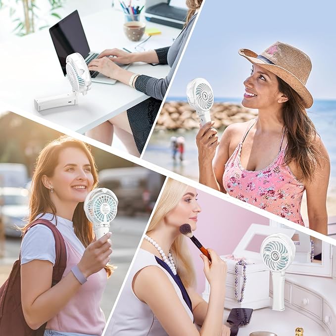 HandFan Upgraded Portable Misting Fan, Handheld Spray Water Mister Fan, USB Rechargeable Personal Mist Fans, Mini Cooling Hand Fans for Summer Beach Travel Concerts, Gifts for Women(White)