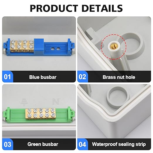Mollom 12 Way HA Series Power Distribution Box with Bus Bars and Din Rail for Miniature Circuit Breaker MCB,Waterproof IP66,Solar Power Distribution Panel for Indoor and Outdoor Use