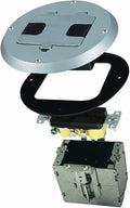 RACO 6239SS Floor Kit with Recessed Duplex 15A TR Device and Adjustable Steel Box, 1-Gang, Stainless Steel