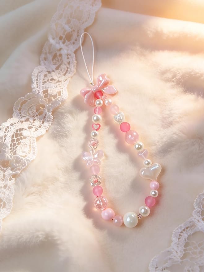 2 Pcs Phone Charm Strap Hand for iPhone Wrist Strap Camera Lanyard Pearl Beaded - Image 3