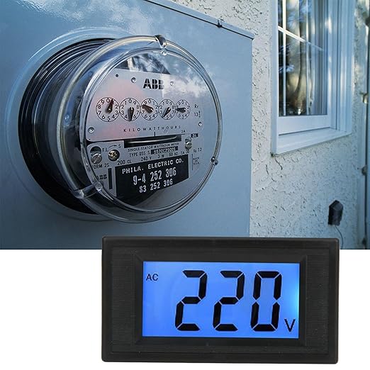 YB5135D Digital AC Voltmeter LCD Blue Backlight 2 Wires Voltage Tester Panel AC Voltage Meter Car Motorcycle Battery Monitor Voltage Measuring Range AC80-500V