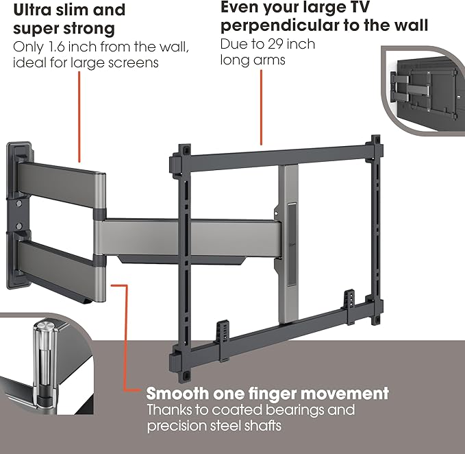 Vogel's TVM 5845 Full-Motion Ultra-Thin TV Wall Bracket for 55-100 inch TVs, Max. 121 lbs, Swivels up to 180°, Full-Motion TV Mount max. VESA 600x400, Universally Compatible
