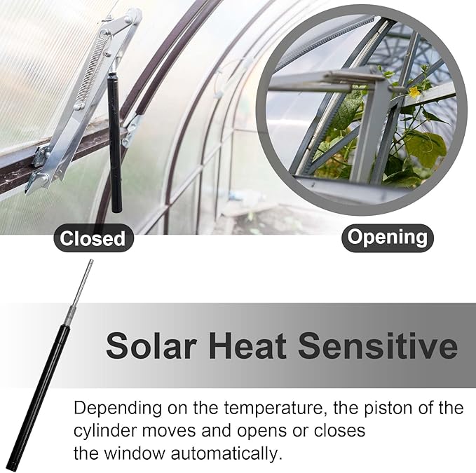 Amylove Dual Spring Automatic Roof Vent Opener Greenhouse Accessories Solar Greenhouse Heater Sensitive Ventilation Kit Automatic Window Vent Opener Replacement for Gardening(1 Pcs)