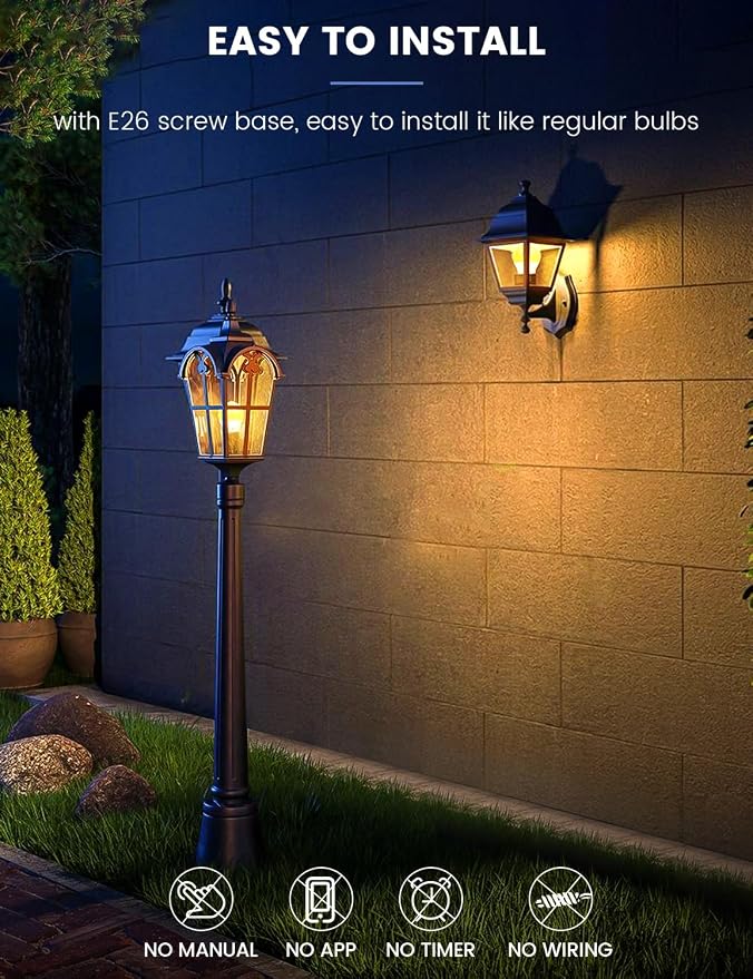 Dusk to Dawn Light Bulbs Outdoor, 3000K Warm White, 12W Auto ON/Off Light - Image 4