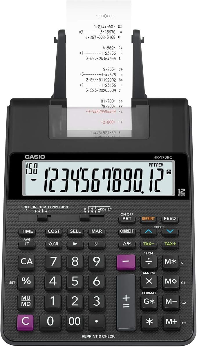 Casio HR-170RC Plus – Mini Desktop Printing Calculator | Check & Correct - Image 4