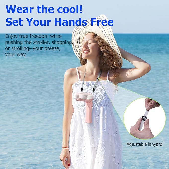 HandFan 2025 Upgraded Portable Misting Fan, Two Button Easy Operation, Handheld Rechargeable Mister Fan, Spray Water Mist Fans, Mini Electric Cooling Fans for Travel, Outdoors, Disney(Pink)