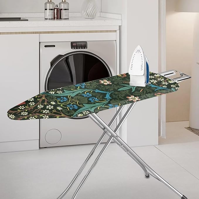 ZCFYGDX William Morris Ironing Board Cover Nylon Buckle Fastening Easy to Install Iron Decor Covers Standard with Elastic Edge Scorch Resistant Protective Covers for Iron Board 17x49 Vintage Print
