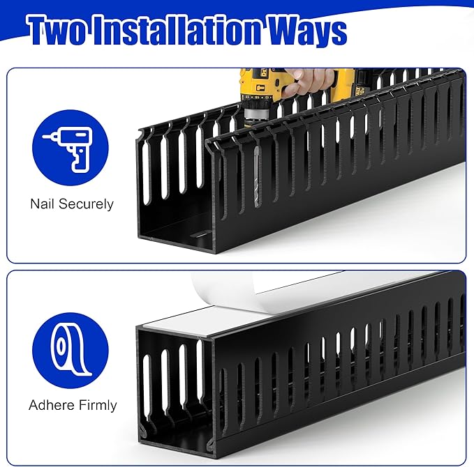 ZhiYo 99in (6X L16.5in) Server Rack Cable Management Raceway, H2.4in x W2in Cable Raceway Kit, Electrically Safe PVC, Open Slot Wire Raceway for Under Desk/Computer/Network Cords