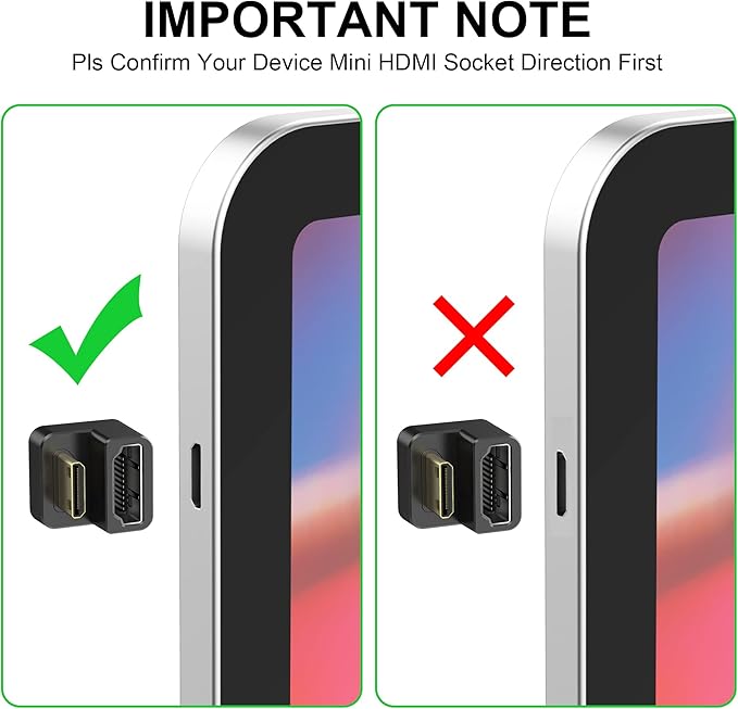 AGVEE 2 Pack (Short Side Inward) 180 Degree Angled Mini HDMI Male to HDMI Female Adapter, U-Shaped 4K@60HZ Converter Coupler Connector Extender for Portable Display Monitor Accessories, Black