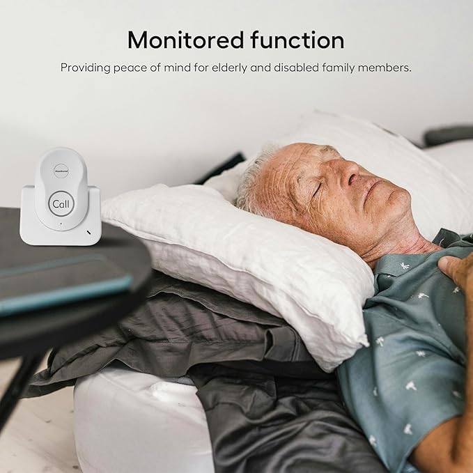 Hosmart Intercoms Wireless for Home, 2024 New Rechargeable Full Duplex Caregiver Pager for Elderly Senior, Two-Way Real-time Talk, Portable Personal Alert, Call/Monitor Button for Home Safety