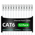 Yauhody CAT 6 Ethernet Cable 7ft 12-Pack White, High Speed Solid Flat CAT6 by Yauhody