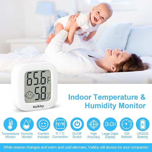 Vaikby Indoor Thermometer 4Pack, Humidity Gauge Meter Digital Hygrometer Room - Image 3