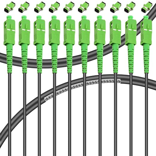 10-Pack - 10m SC/APC to SC/APC Fiber Optic Internet Cable, Armored Single Mode by Bangun