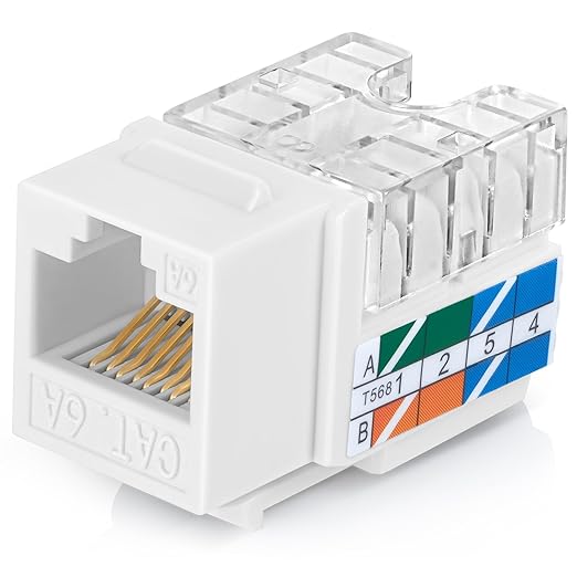 Everest 90° Angled RJ45 Cat6A Keystone Jacks 100-Pack in White by EverestMediaSolutions
