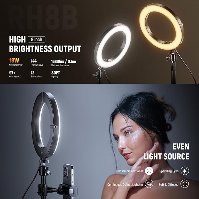 NEEWER 8" 18W High Power Desk Ring Light - Image 3