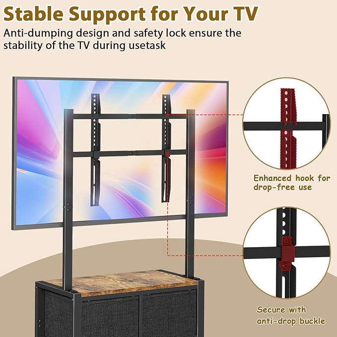 JKsmart Mobile TV Cart Rolling TV Stand Holder with 4 Drawers, for 23-60 inch Flat/Curved Screens,Portable Corner Floor TV Stand on Wheels, Holds Up 88Lbs with Shelf, for Living Room Bedroom