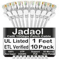 Jadaol Cat6 1ft 10 Pack Patch Cable, 10Gbps High-Speed Ethernet, Support Cat8/7 by Jadaol