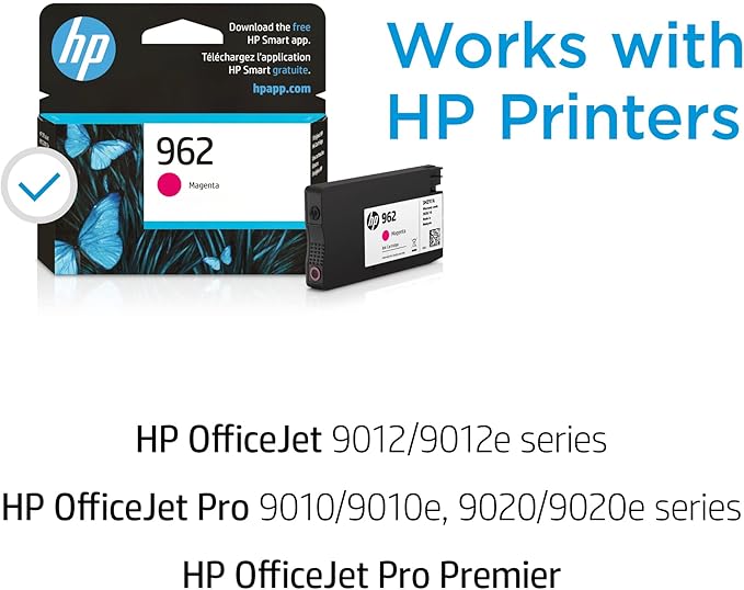 HP 962 Magenta Ink Cartridge | Works with OfficeJet 9010, Pro 9010, 9020 | Eligible for Instant Ink | 3HZ97AN