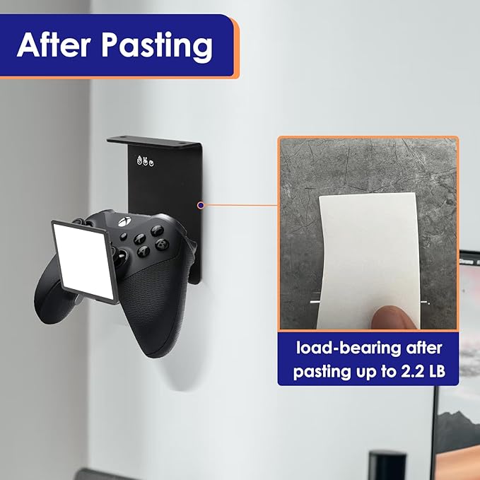 VKheroKV HC128 Headphone Holder Hanger for Desk, Include Adhesive Strips, Universal Headset Stand for PS4/PS5/Xbox/PC/Mac/Headphones Game Controller Hanger (Square)