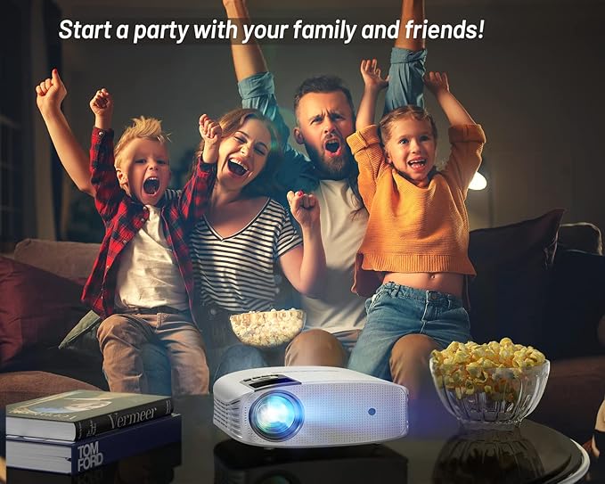 Projector, GooDee 4K Support 600 ANSI WiFi Bluetooth Native Full HD 1080P Projector, 15000L Home Theatre Projector 4P/4D with Dolby Audio, Compatible iOS/Android/Tablet/PC/TV Stick/USB/DVD/Game/PPT