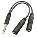 TISINO 6.35mm (1/4 inch) Jack Splitter Cable, 20cm (8 inches), Headphone Splitter Cable, Splitter, Stereo Male to Dual Stereo Female Jack, Compatible with Headphone, Amplifier, Karaoke