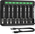 BONAI AA Rechargeable Batteries 2800mAh 8pack with Smart Charger for AA AAA C D NiMH Battery
