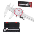 Standard Gage Metric Dial Caliper Measuring Tool 0-150mm Range, Analog Precision Caliper ±0.02mm Accuracy, Manual Mechanical Metal Stainless Steel Measuring Dial with 4-Way Measurements