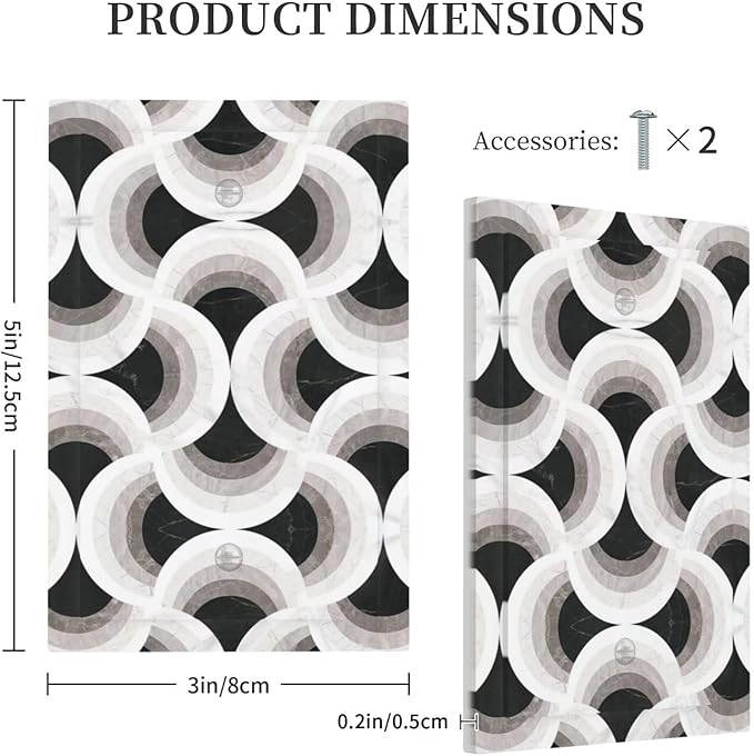 Bvtewkhz Black/White Art Marble No Device Single Blank Decorative Light Switch Covers Electrical Faceplate Switch Plates for Bathroom Kitchen Home