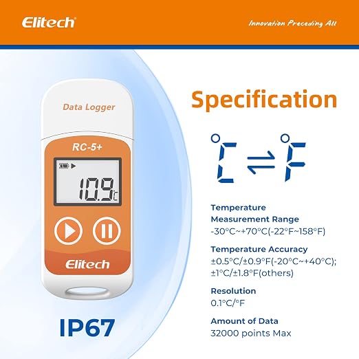 Elitech RC-5+Digital PDF USB Temperature Data Logger Reusable Recorder - Image 3