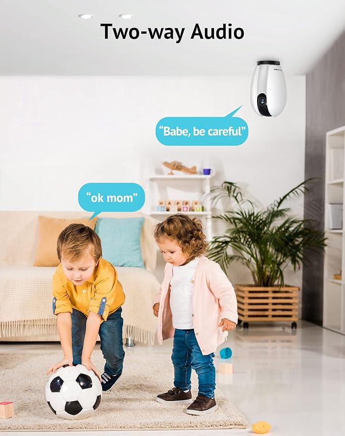LaView Security Cameras 2k with Color Night Vision, 4MP Cameras for Home Security with Motion Detection, Two-Way Audio, Indoor WiFi Camera for Baby/Pet, Alexa, USA Cloud Service,White