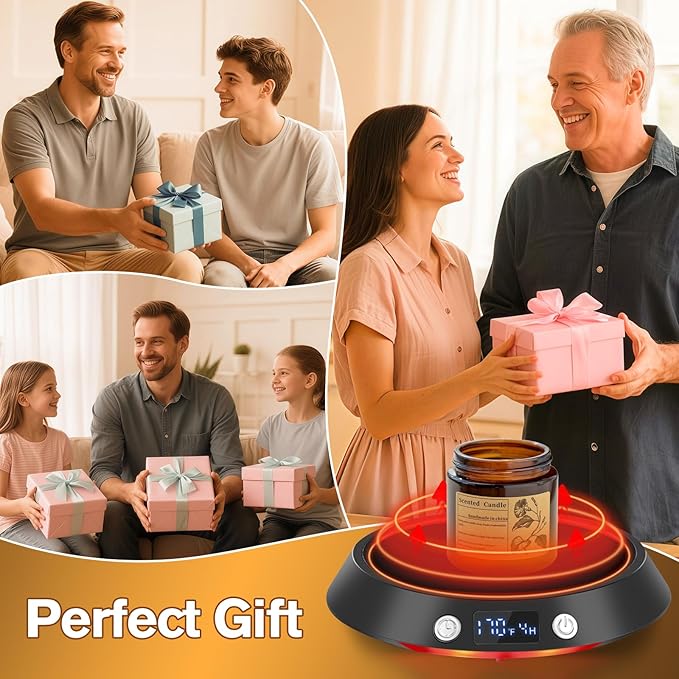 Kepwam Coffee Mug Warmer - 55W Electric Coffee Warmer for Desk 3 Temp Settings & 2-9 Timer Smart Cup Warmer for Desk Candle Warmer Plate with LED Lights Beverage Tea Milk Warmer for Home & Office