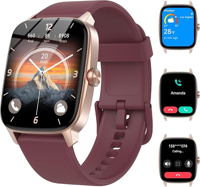 Smart Watches for Women Men with Bluetooth Call & AI Voice, 1.85" HD Fitness Tracker with Heart Rate SpO2 Sleep Monitor, 100+ Sports Modes,Mini Games, IP68 Waterproof Smartwatch for Android iOS Phones