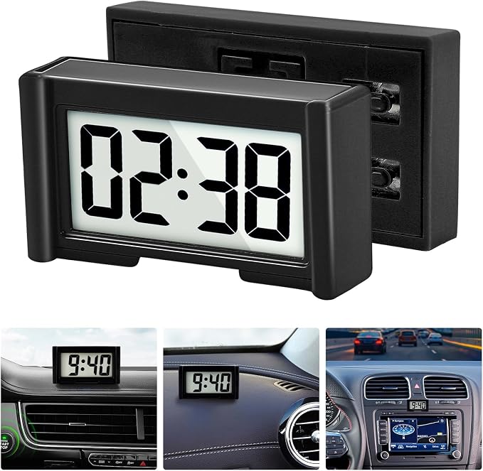 YOUNGFLY Small Digital Clock, Mini Car Dashboard Clock Battery Operated by YOUNGFLY