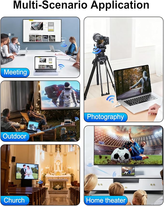 2026 Upgraded Wireless HDMI Transmitter and Receiver 328FT/100M, 4K Decode 1080P@60Hz Ultra HD, Plug & Play 5G+2.4G HDMI Extender Display Dongle Adapter for Video/Audio to Monitor from Laptop/TV Box