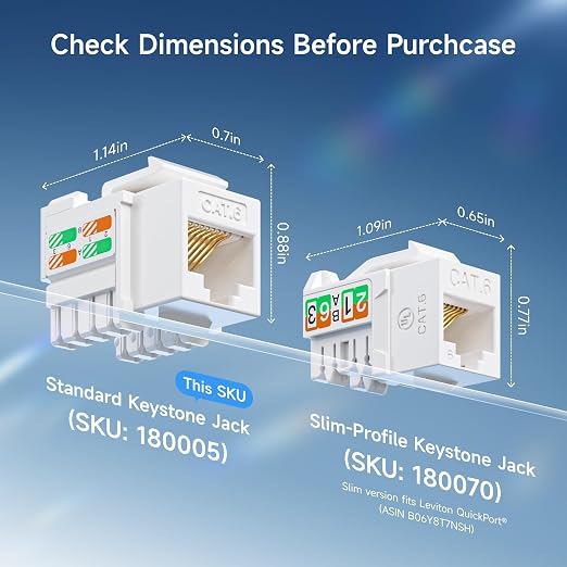Cable Matters 10-Pack 10Gbps Cat6 Keystone Jacks, RJ45 Keystone Jack, Ethernet - Image 3