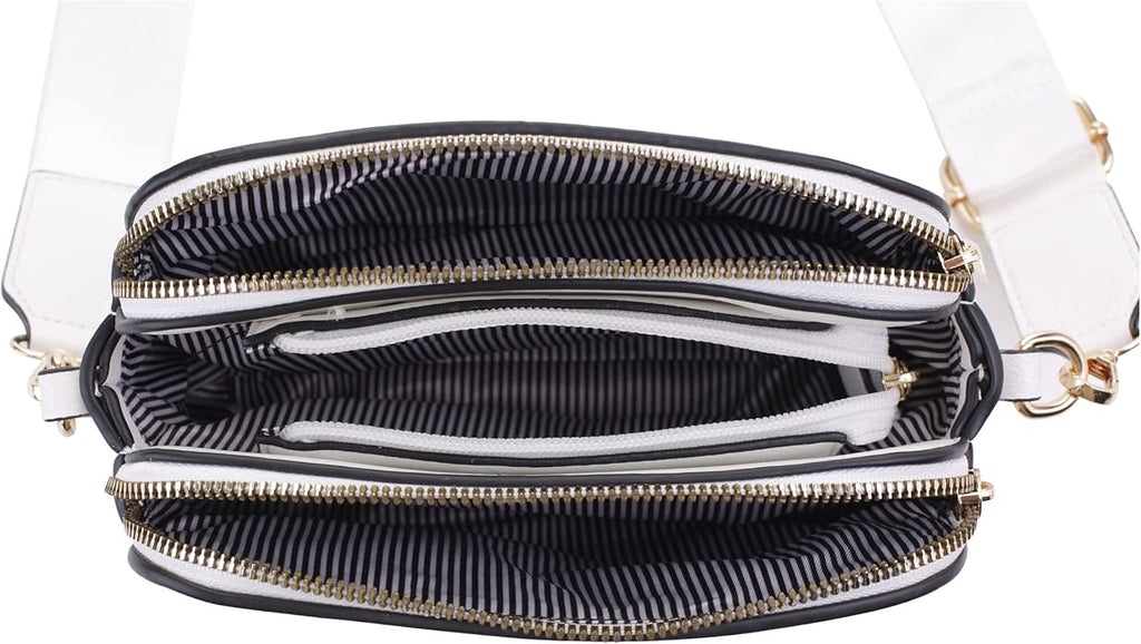 EVVE Crossbody Bags for Women Trendy Triple Zip Small Crossbody Camera Bag Purse - Image 6