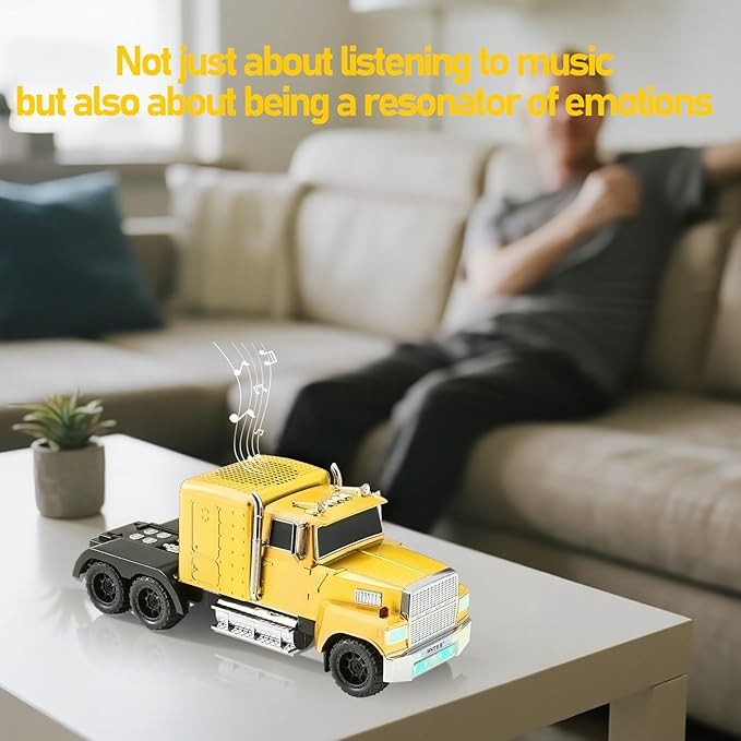 WSTER American Truck Bluetooth Speaker, Retro Car Model，Portable Wireless with HD Stereo Sound, TWS Pairing, USB/TF/AUX Playback, Unique Truck Model Speaker for Home & Outdoor(Yellow)