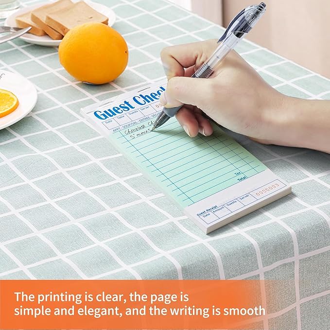 20 Pack/1000 Tickets Guest Checks Books for Servers, Green Server Books for Waitress, Server Note Pads for Restaurants