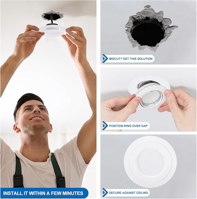 PATIKIL 3.2" ID 4.9" OD Plastic Trim Ring, Ceiling Light Goof Rings Matte - Image 4