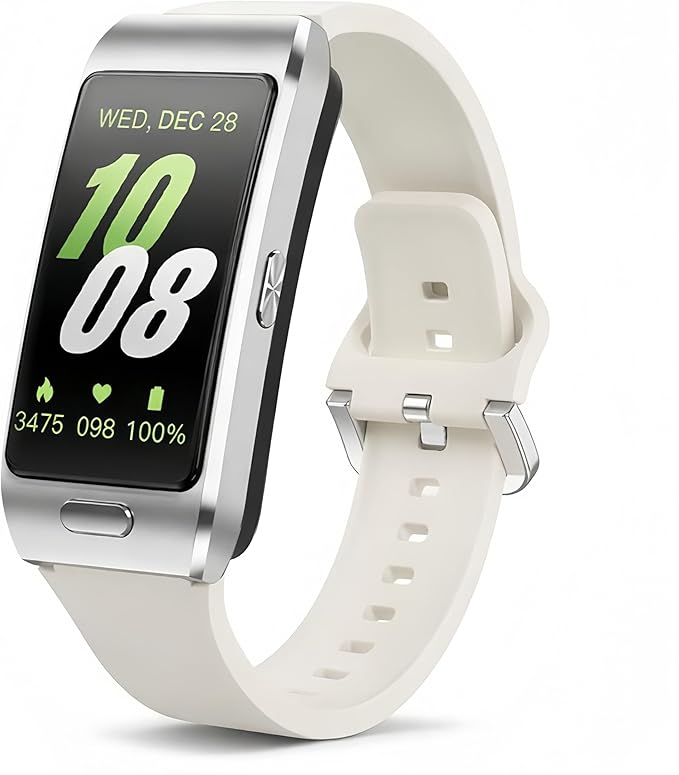 2-in-1 Smart Health Band with Built-in Bluetooth Earbuds, Fitness & Activity Tracker with Heart Rate & Sleep Monitor, Bluetooth Call Support, 1.57" HD Touchscreen for Daily Wellness(White)