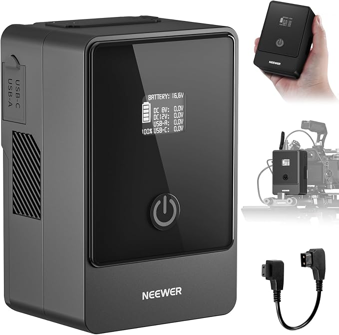 Neewer Mini V Mount Battery 6800mAh 99Wh, Two Way 100W USB C PD 3.0 Fast by Neewer